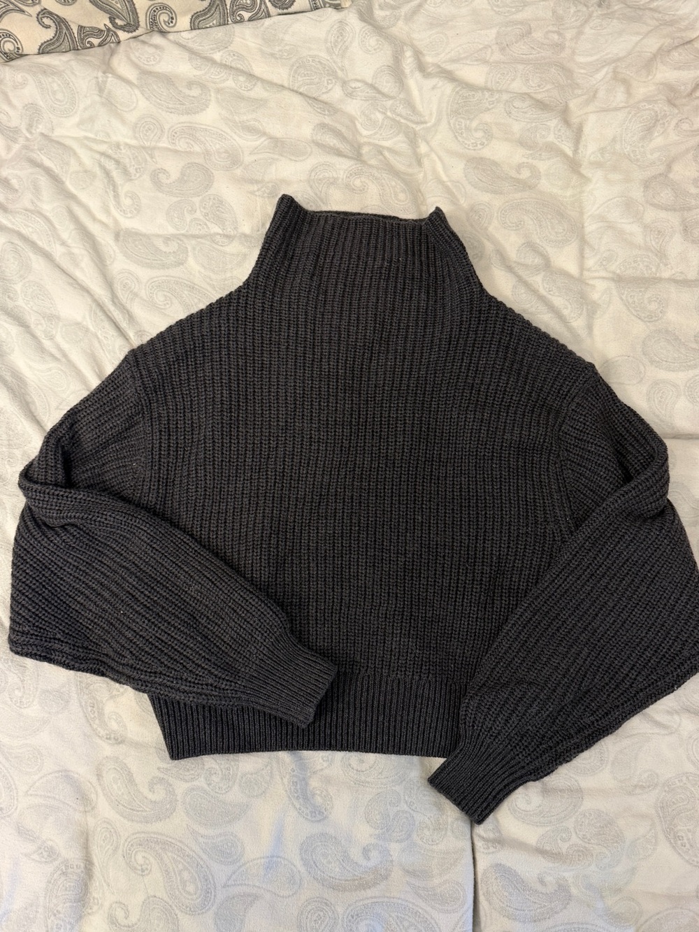 Wilfred Charcoal Mock Neck Ribbed Women's Sweater